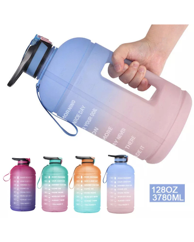 3.78L Gallon Water Bottle with Straw Clear Plastic Drinking Bottles GYM Tool Jug BPA Free Sports Cup