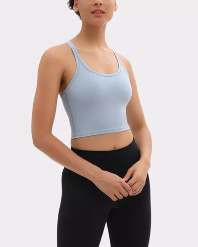 Built In Bra Buttery-Soft Yoga Workout Gym Crop Tops Women Naked-feel Fitness Sport Athletic Crop Vest Bras