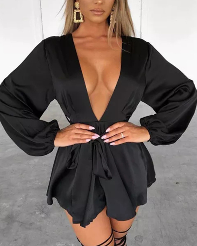 Women Sexy Solid Color V-Neck Strappy Pink Black S-XL