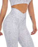 Python Print Yoga Set Crossover High Waist Gym Pants Sports Bra Two Piece S-XXL