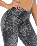 Python Print Yoga Set Crossover High Waist Gym Pants Sports Bra Two Piece S-XXL