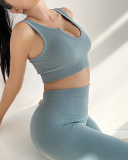 Hot Sale Sports Bra Women Set U Neck Yoga Wear Underwear Seamless Knit Solid Color S-L