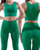 Ladies Fashion Simple Body Fitness Yoga Wear Comfortable Sports Vest Two-Piece Running Pants Set S-L