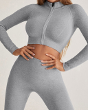 Women's Sportswear Tops Yoga Zipper Tight Long Sleeves High Waist Sports Fitness Suits S-XL