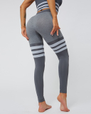 Sexy High Waist Yoga Pants Knitted Seamless Breathable Striped Yoga Fitness Leggings S-L