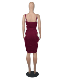 Fashion Women Strap Solid Color Hollow Out Bodycon Mini Dresses Black WIne Red Blue S-2XL
