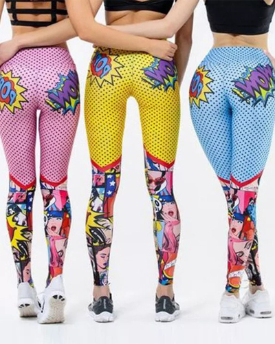 Cartoon Leggings High Waist Printing Jegings Female Workout Spandex 17% Pants Push Up Fitness Leggins Funny Leggings
