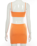 Women Solid Color Hollow Out Sleeveless Summer One-piece Dress White Orange Black S-L