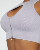 New Sand Washed Seamless Knit Yoga Suit Women's Zipper Sports Bra High Waist Yoga Shorts S-L