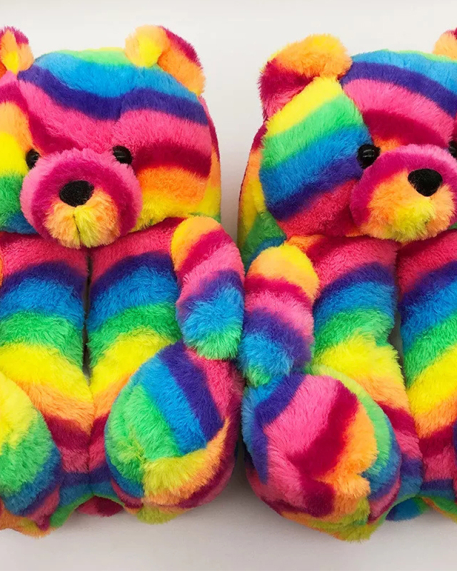 Colorful Teddy Bear Slippers