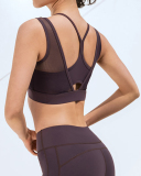 Ladies Mesh Bra Quick Dry Fitness Yoga Wear Vest Thin Bra Solid Color S-XL