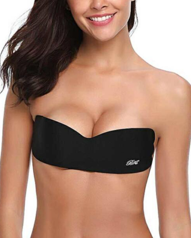 One piece strapless invisible bra