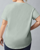 Fashion Colorblock Short Sleeve Loose Plus Size Yoga Tops T-shirts Black White Green XL-4XL
