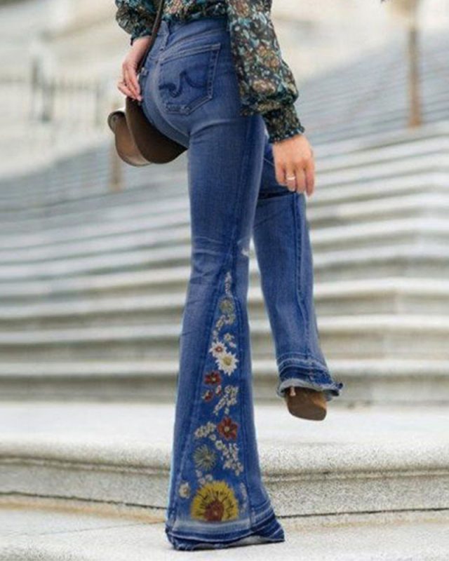 Embroiery Women Fashion Denim Jean