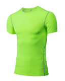 Men's Running Sports High Elasticity Quick Dry Short Sleeve Tight T-shirt S-3XL