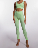 Hot Sale Solid Color Back Criss Cross High Waist Running Training Wear Yoga Two-piece Sets S-L