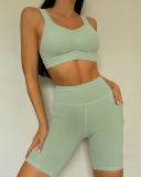 New Nylon Nude Feeling Tight Flared Pants Bra High Elastic Sports Vest Breathable Sweat-absorbing Yoga Wear Bra Shorts Long Sleeve Leggings S-L