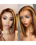 Highlight Wig 13x1 Transparent Lace Front Human Hair Wigs Short Bob Lace Frontal Wigs Brazilian 4/27 Bob Hair Wigs