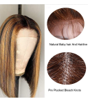 Highlight Wig 13x1 Transparent Lace Front Human Hair Wigs Short Bob Lace Frontal Wigs Brazilian 4/27 Bob Hair Wigs
