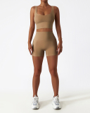 Wholesale Solid Color Seamless Breathable Nude Feeling Soft Yoga Two-piece Sets S-XL