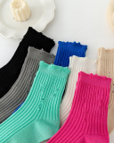 Solid Color Hollow Out Style Midi Length Fashion Socks
