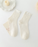 Solid Color Hollow Out Style Midi Length Fashion Socks