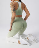 Women's Gradient Fitness Outdoor Running Sports Yoga Pants Hip Lift Knitted Vest Trousers Suit S-L