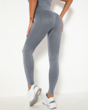 Seamless Washed Yoga Wear Sports Running Fitness Pants Tight High Stretch Long Sleeves Yoga Three-piece Sets S-L