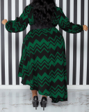 Plus Size Long Sleeve Printed Women Dress Hot Plus Size Dress XL-5XL