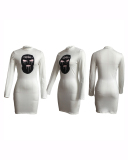 Trendy Long Sleeve Women Printed O Neck Bodycon Mini Dresses White S-XL