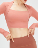 Spring Autumn Women Long Sleeve Solid Color Nuke Feeling Active Wear Top S-XL