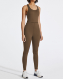 Wholesale Solid Color Sport Trainning Wear Yoga One Piece Yoga Jumpsuit