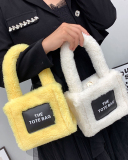 Hot Sale New Fashion Fur Mini Tote Postable Bag Black Beige Yellow Green Blue Khaki White One Size
