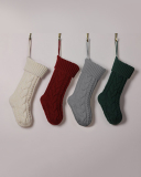 Knit Christmas Decoration Colorblock Solid Color Big Gift Socking Red Gray Ivory Green
