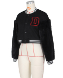 Fashion Long Sleeve Colorblock D Puff Sleeve Casual Baseball Jacket S-2XL