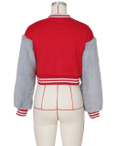 Fashion Long Sleeve Colorblock D Puff Sleeve Casual Baseball Jacket S-2XL