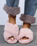 Women Pearl Crossing Warm Wholesale House Slippers