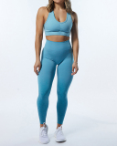 Women Gradient Bra Leggings Solid Color High Waist Yoga Two-piece Sets S-L