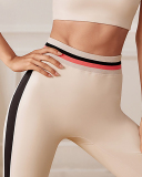 Women Fitness Fashion Colorblock Slim Vest Leggings Yoga Two-piece Sets S-L