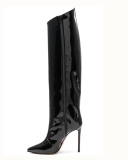 Metal Pointy Stilettos 12cm High Heels Over Knee Boots 34-47