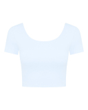Women Back Ruched O-neck Short Sleeve Crop Top Sports T-shirt(with bra Pad) 4-12