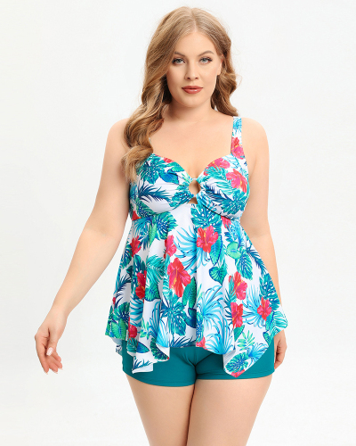 Women Florals Summer Hot Sale Women V-neck Plus Size Swimwear Blue Navy Blue Red Purple Black L-5XL