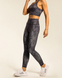 Popular Snake Print Yoga Two-piece Sets White Khaki Deep Gray S-L