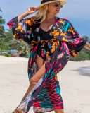 Boho Printed Sea Holiday Vacation Beach Wear Long Sleeve Fancy Swimsuit Cover Up Kimonos One Size(22 Colors)