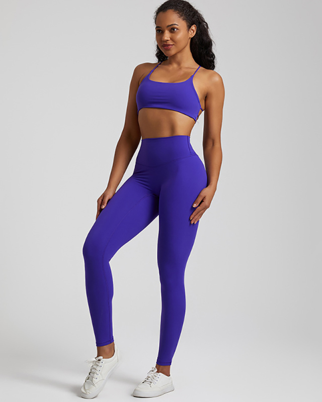 Hot Sale Sexy Breathable Women Workout Criss Cross Back Yoga Two-piece Leggings Sets S-XL