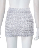 Wholesale Women Mini Skirt Black Sliver S-L