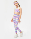 Kids Girls Tie-dye Sleeveless Sports Bra Slim Fitness Leggings Sets Two Piece Yoga Sets 120-150