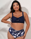 Florals Printed High Waist Women Plus Size Swimwear L-4XL