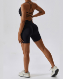 Women Sports Running Solid Color Sling Bra Shorts Sets Yoga Two-piece Sets S-XL