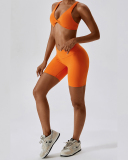 Popular V Neck Bra Shorts Sets Yoga Two-piece Sets S-XL